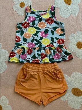 Hanna Andersson Citrus Peplum Tank with Shorts Set